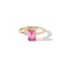 Yellow Gold Octagon Created Pink Sapphire Ring, thumbnail 2 of 5