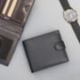 Personalised Black And Brown Trifold Wallet Rfid, thumbnail 2 of 8