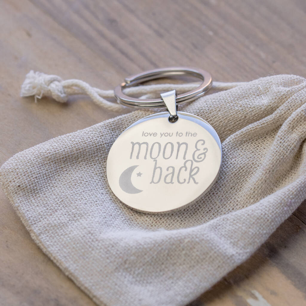 Love You To The Moon & Back acrylic engraved keyring 