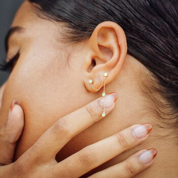 Lime Opal Chandelier Stud Single Earring, 4 of 5