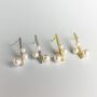 Sterling Silver Pearl Bar Drop Stud Earrings, thumbnail 1 of 5
