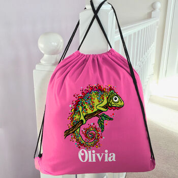 Personalised Chameleon Drawstring Pe Kit Bag, 3 of 5