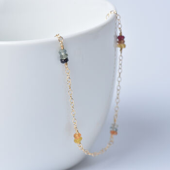 Multicolour Sapphire Dainty Chain Necklace, 3 of 12