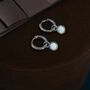Sterling Silver Dangling White Opal Hoop Earrings, thumbnail 4 of 11