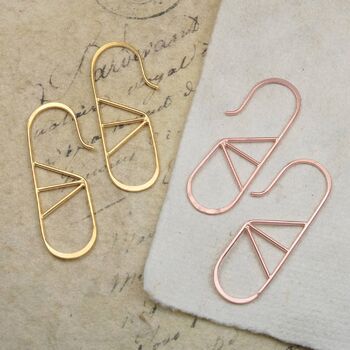 Geometric Oval Sterling Silver Hoop Earrings, 3 of 4