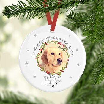 Personalised Pet Photo Christmas Memorial Bauble, 2 of 5