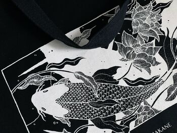 'Flow' Screen Printed Japanese Koi Fish Tote Bag, 4 of 5