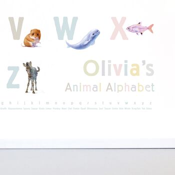 Personalised Illustrated Animals Alphabet Nursery Print, 4 of 12