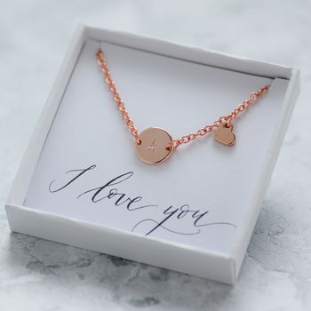 Personalised Rose Gold Plated Necklace With Heart Charm, 3 of 8