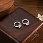 Sterling Silver Oval Moonstone Huggie Hoop Earrings, thumbnail 4 of 10