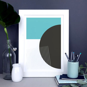 Turquoise Minimal Geometric Abstract Wall Art, 4 of 7