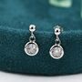 Sterling Silver Tiny Dangling Solitaire Cz Stone Drop Stud Earrings, thumbnail 1 of 12