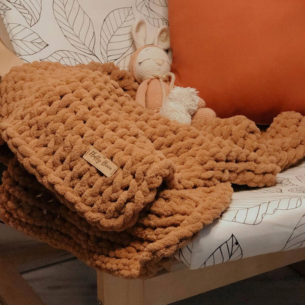 Chunky Fluffy Puffy Handmade Knitted Blanket By Bebeach Kids