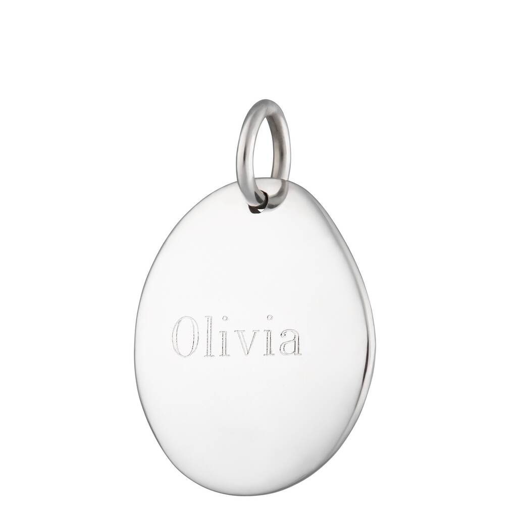 Engraved Sterling Silver Medium Pebble Charm, 1 of 8