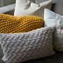 Contemporary Cable Cushion Hand Knit In Grey, thumbnail 3 of 6