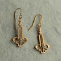 Gold Art Deco Harp Earrings, thumbnail 4 of 8
