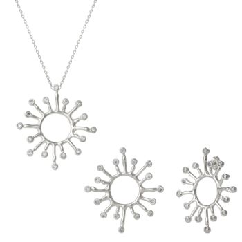 Sunburst Molten Sterling Silver Earring Necklace Set, 3 of 6