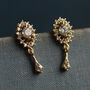 Tudor Jewel Sterling Silver Gold Drop Earrings, thumbnail 1 of 6