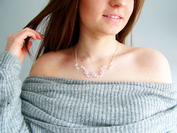 Sterling Silver Pastel Floral Necklace, 2 of 3