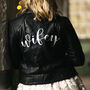 Personalised Calligraphy Bridal Leather Biker Jacket, thumbnail 1 of 12