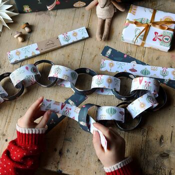 Mixed Greenery Christmas Paper Chains Garland Kit, 10 of 11