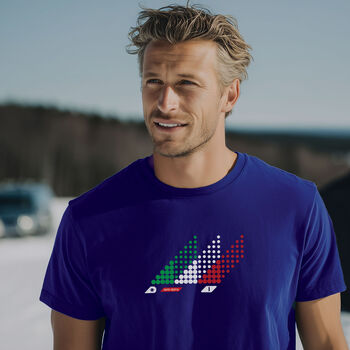 Downhill Ski Italia Blue Organic T Shirt, 4 of 6