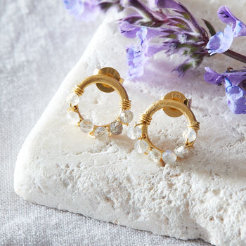 Labradorite Beaded Circle Stud Earrings, 4 of 5