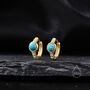 Aqua Green Opal Cz Huggie Hoop Earrings, thumbnail 4 of 9