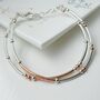 Double Stranded Silver And Rolled Rose Gold Bracelet, thumbnail 2 of 6