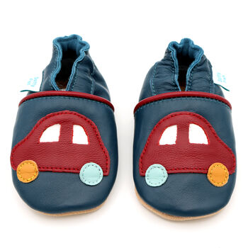 Dotty Fish Red Car Soft Leather Baby Shoes With Barefoot Soles, 6 of 8