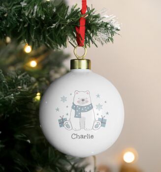 Personalised Polar Bear Christmas Bauble, 3 of 4