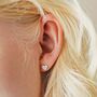 Tiny Crystal Heart Stud Earrings, thumbnail 7 of 9