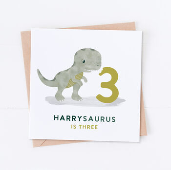 Personalised Dinosaur Age Birthday Card, 2 of 3