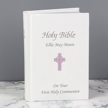 Personalised Pink Cross Holy Bible Gift, 3 of 7