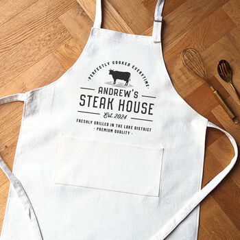 Personalised Steakhouse Apron BBQ Steak Lover Gift, 5 of 5