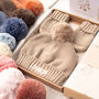 First Christmas Personalised Bobble Hat And Mittens Set, thumbnail 1 of 12