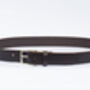 Handmade Men's English Leather Dark Brown Belt 35mm Wide, thumbnail 7 of 9