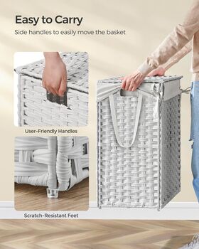 Handwoven Clothes Laundry Hamper Storage Basket, 4 of 7