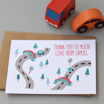 12 Personalised Forest Road Thank You Cards By Little Ink