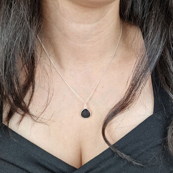 Silver Black Onyx Gemstone Pendant Necklace, 2 of 5
