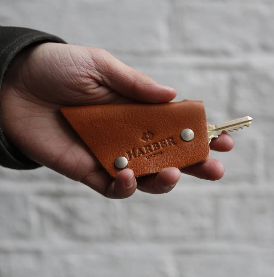 Image of Leather Keyring With Screw Asymmetric, Tan