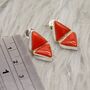 Red Coral Sterling Silver Drop Earrings, thumbnail 5 of 8