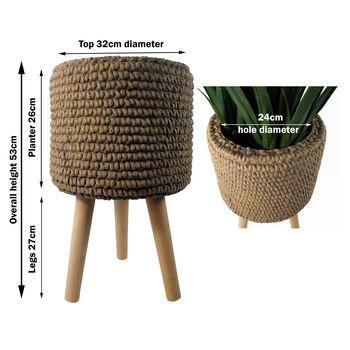 Seagrass Style Composite Planter With Stand, 9 of 10