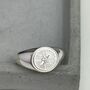Silver Starburst Signet Ring, 925 Sterling Jewellery, thumbnail 2 of 11
