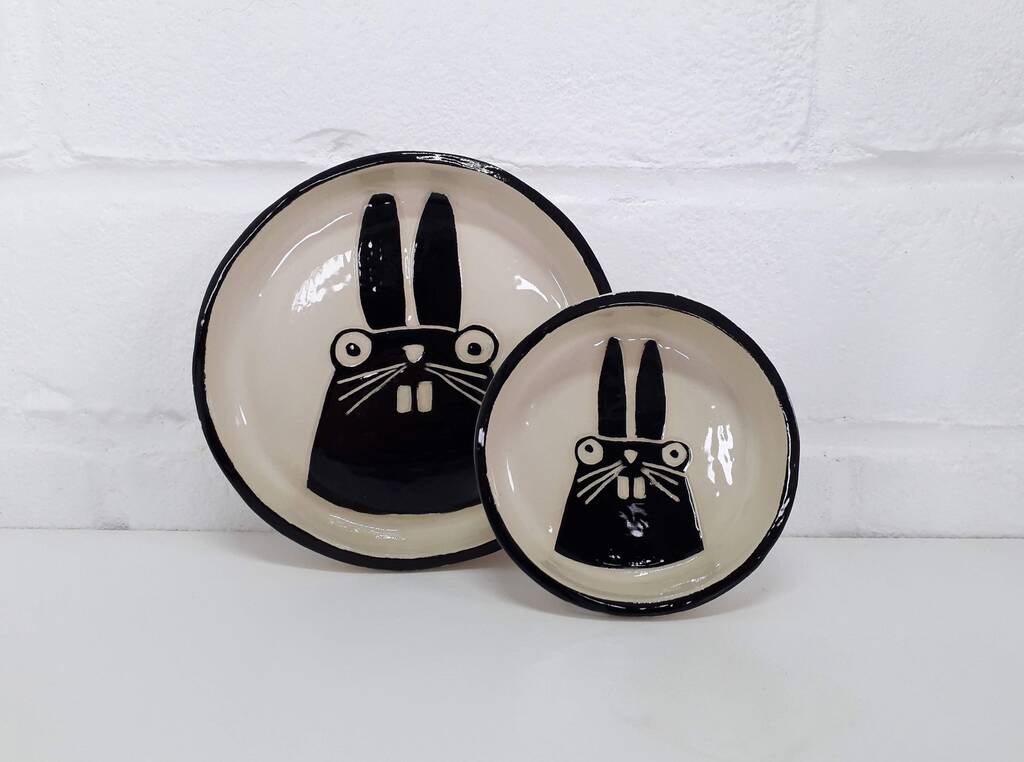 Illustrated Ceramic Rabbit Dish, 1 of 5