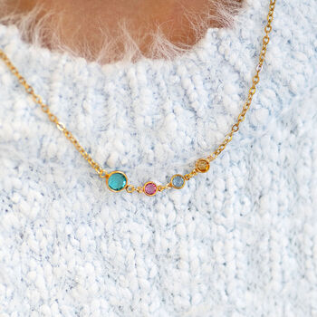 Mother And Three Children Birthstone Link Necklace, 4 of 7