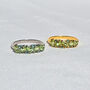 Emerald And Peridot Pear Cut Half Eternity Band In Sterling Silver And Gold Vermeil, thumbnail 10 of 11