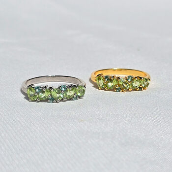 Emerald And Peridot Pear Cut Half Eternity Band In Sterling Silver And Gold Vermeil, 10 of 11