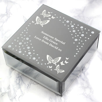 Personalised White Butterfly Diamante Glass Trinket Box, 2 of 8