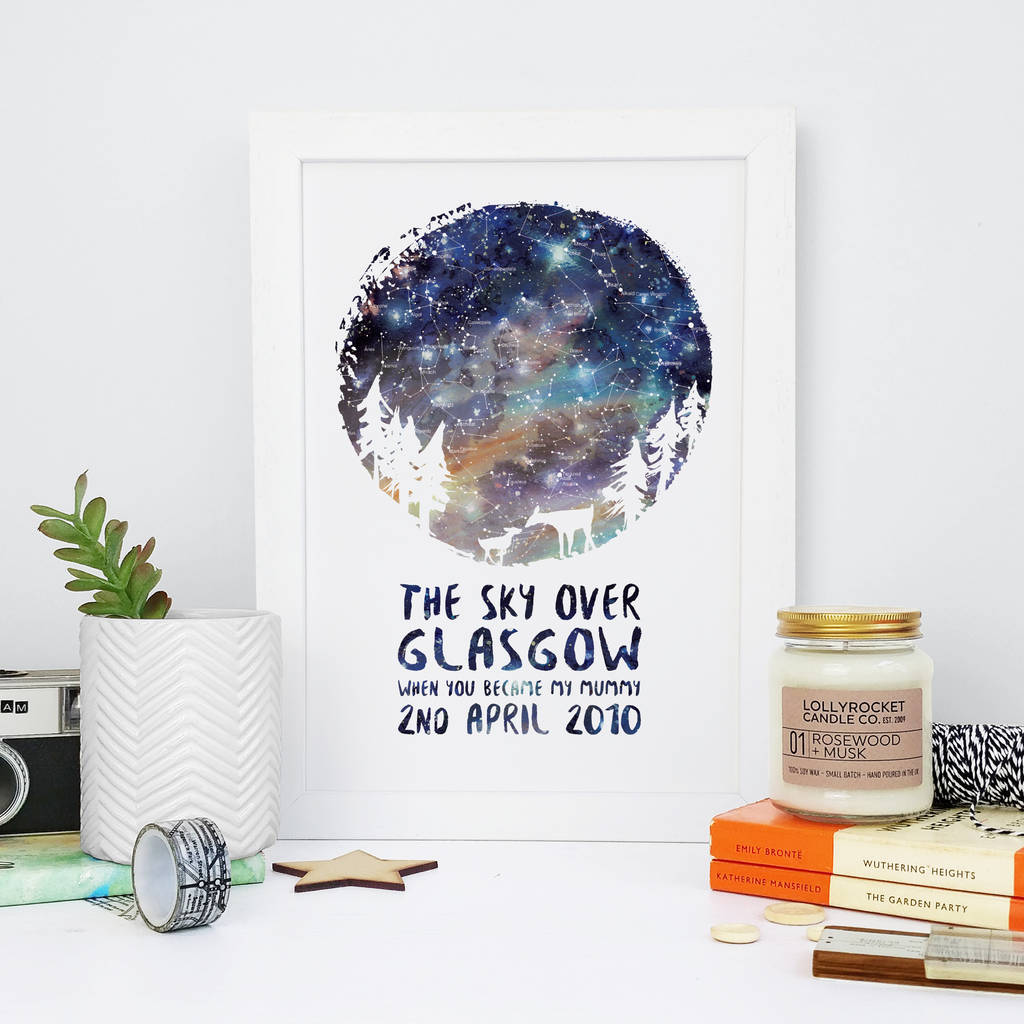 Personalised Deer And Fawn Star Chart Print, 1 of 2